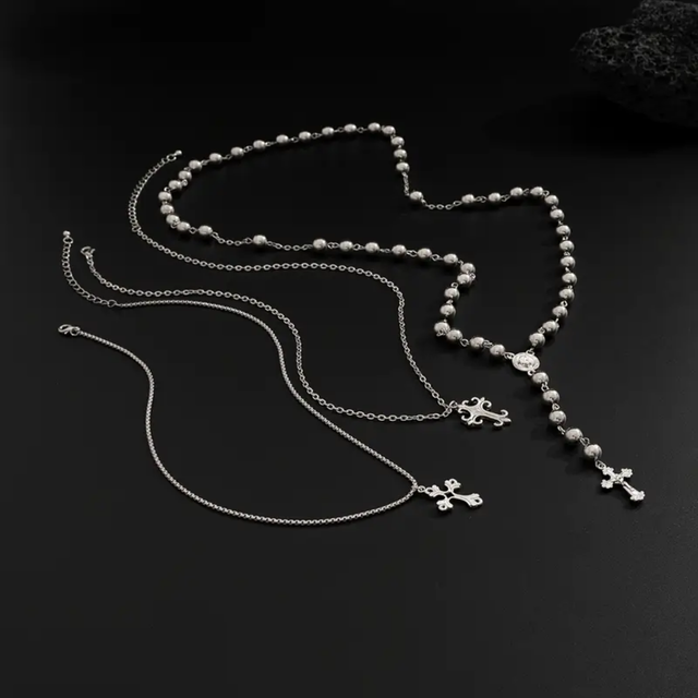 Triple Layered Cross Pendant Necklace