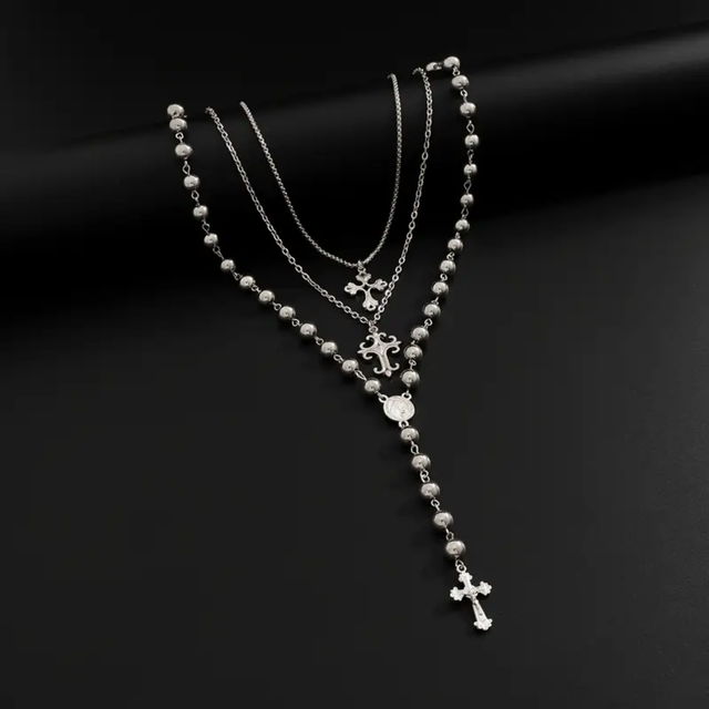 Triple Layered Cross Pendant Necklace