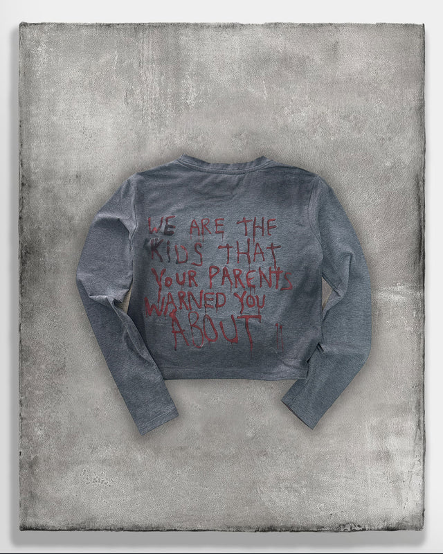 Grey Graphic Long Sleeve Crop Top&nbsp;